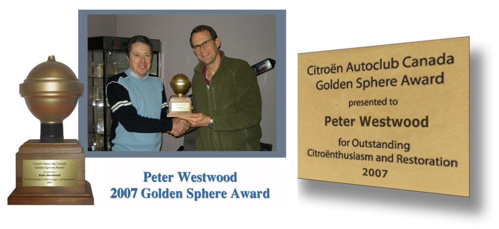 2007 Golden Sphere - Peter Westwood - Front page with Plaque