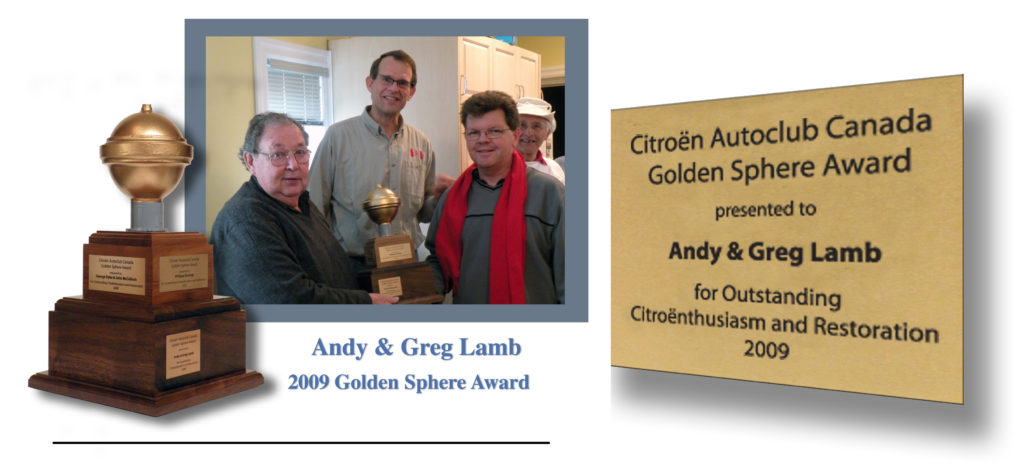 2009 Golden Sphere - Andy & Greg Lamb - Front page with Plaque