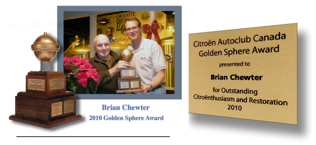2010 Golden Sphere - Brian Chewter - Front page with Plaque