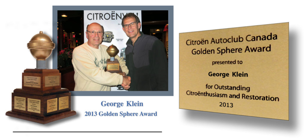 2013 Golden Sphere - George Klein - Front page with Plaque