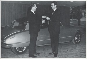 Jean Beliveau handed keys to Citroen in Showroom